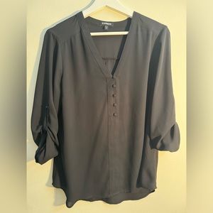 EXPRESS Black Button-Up Blouse – Size M – Sleek & Versatile